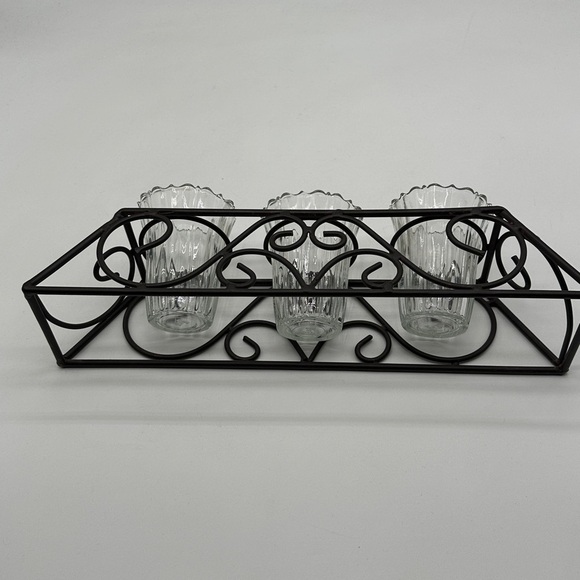 Glass Dip Trio with wrought Iron Stand - Picture 4 of 7